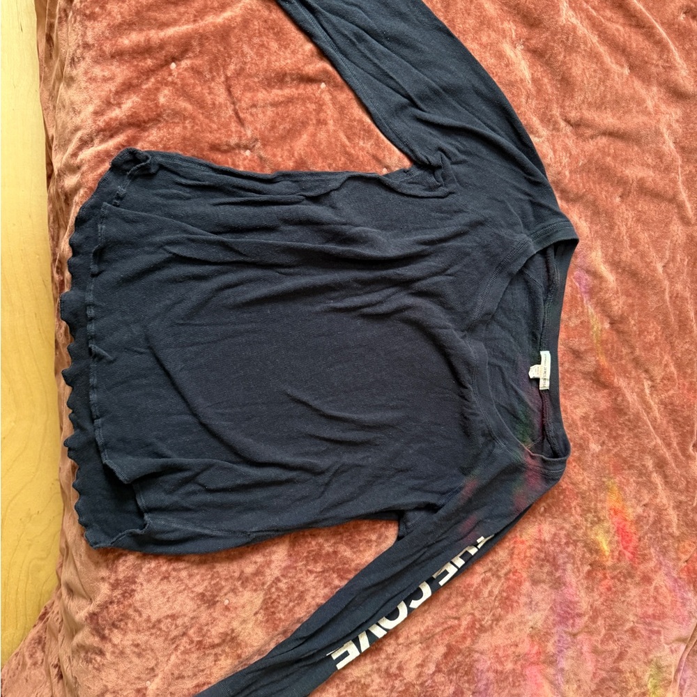 James Perse Navy The Cove Graphic Raglan tee